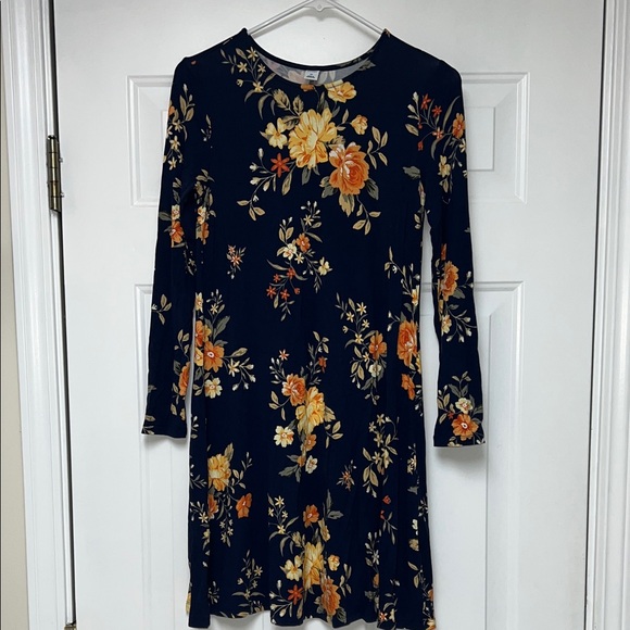 Old Navy Dresses & Skirts - Old Navy Long Sleeve Dress with Floral Pattern in Blue and Orange